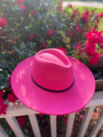 Load image into Gallery viewer, DeAnn Wide Brim Fedora-Fuschia Pink
