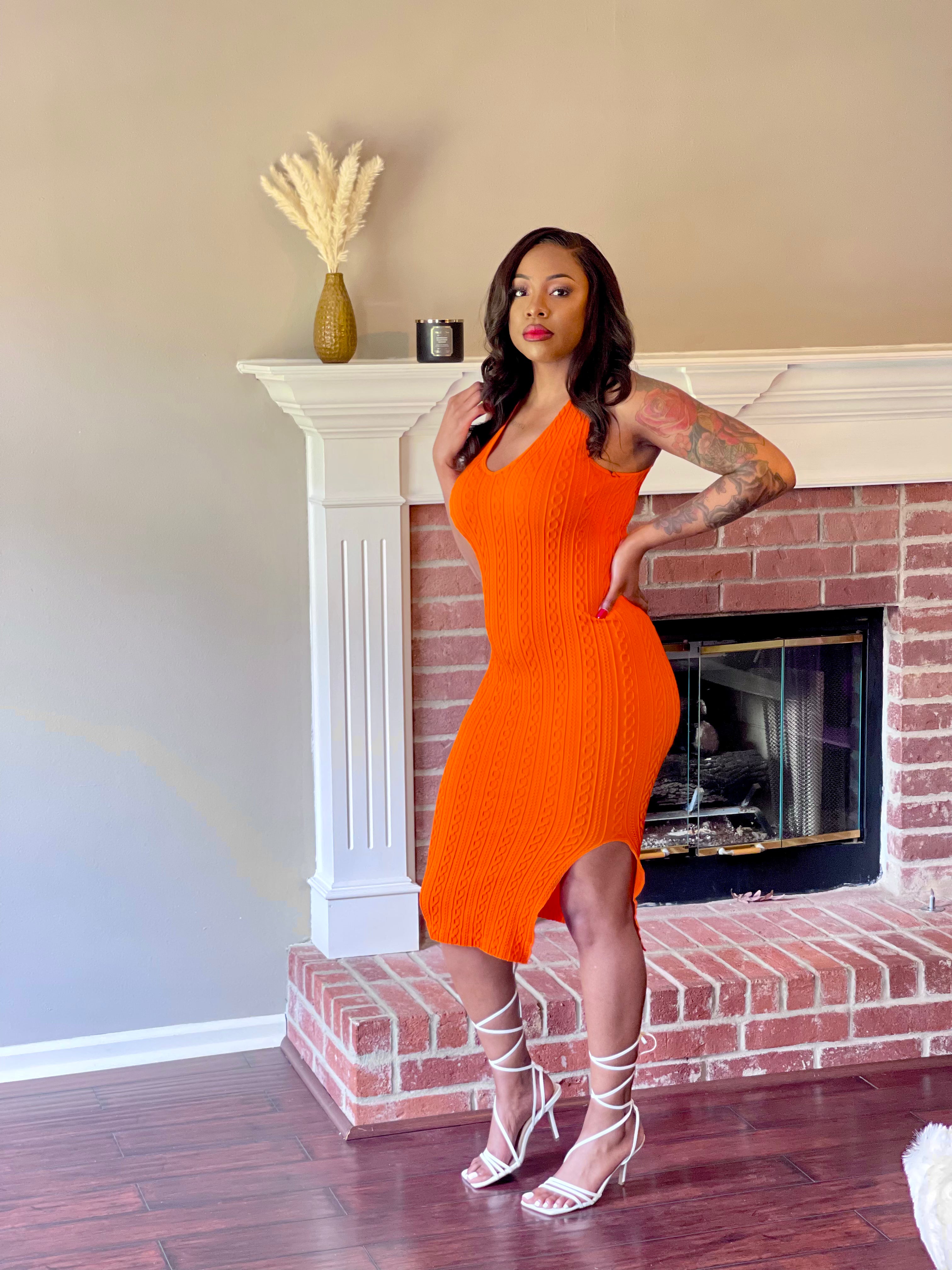 Sasha Midi Dress- orange