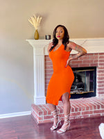 Load image into Gallery viewer, Sasha Midi Dress- orange
