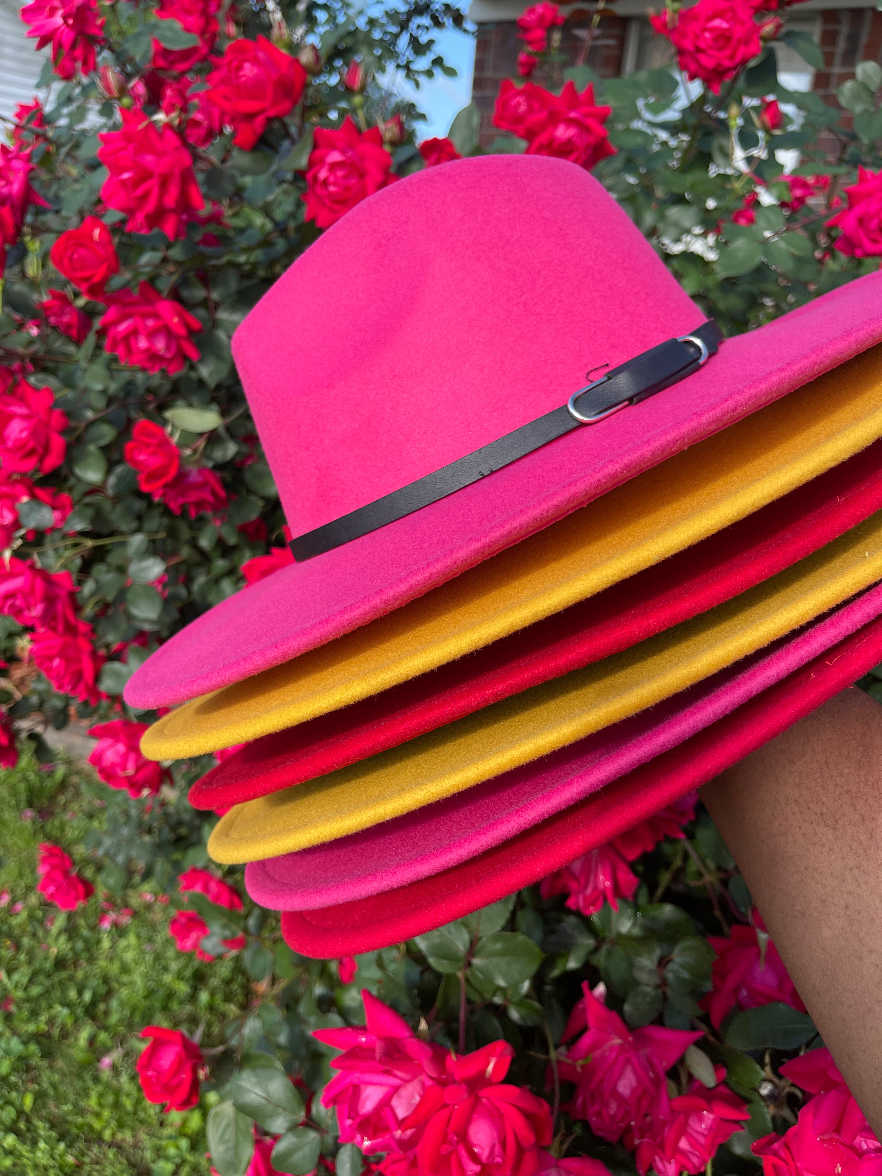 DeAnn Wide Brim Fedora-Fuschia Pink
