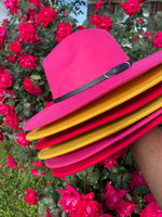 Load image into Gallery viewer, DeAnn Wide Brim Fedora-Fuschia Pink
