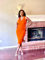 Load image into Gallery viewer, Sasha Midi Dress- orange
