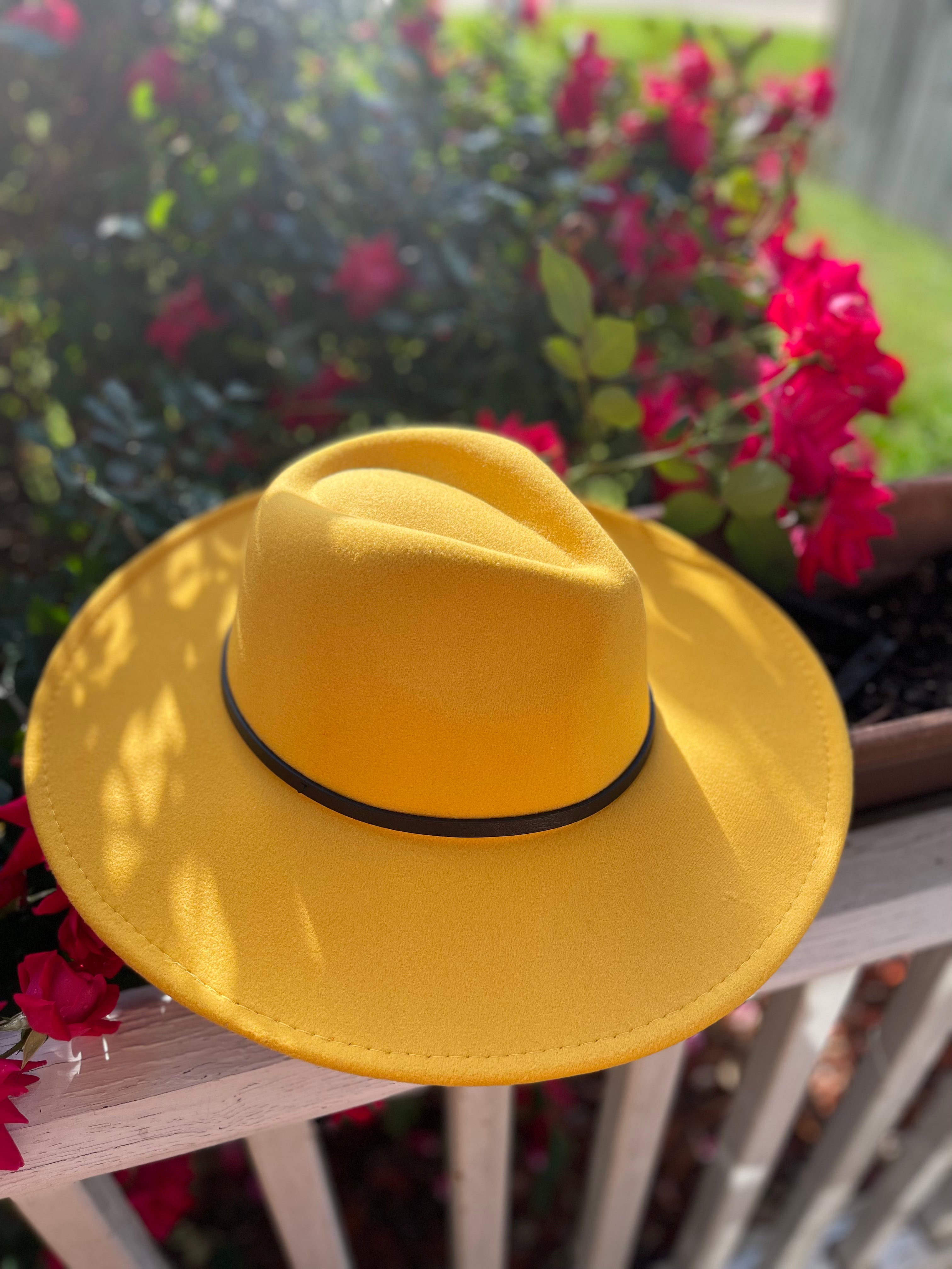 DeAnn Wide Brim Fedora-Canary Yellow